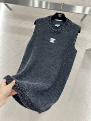 Beaded Sequined Knit Vest Dress