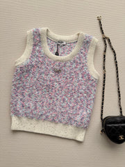 Gold Thread Knit Sleeveless Vest
