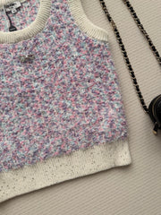Gold Thread Knit Sleeveless Vest