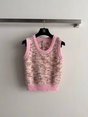Gold Thread Knit Sleeveless Vest
