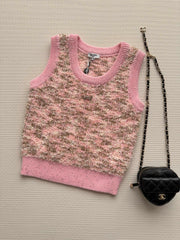 Gold Thread Knit Sleeveless Vest
