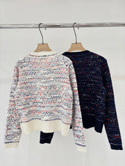 Mixed-color knit cardigan
