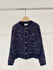 Mixed-color knit cardigan