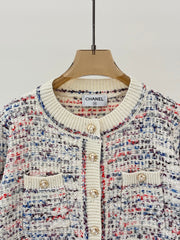 Mixed-color knit cardigan