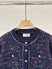 Mixed-color knit cardigan