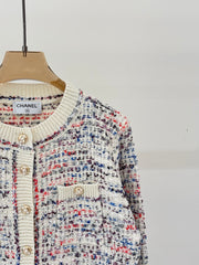 Mixed-color knit cardigan