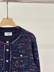 Mixed-color knit cardigan