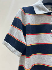 Color-blocked striped short-sleeved shirt