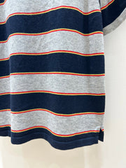Color-blocked striped short-sleeved shirt