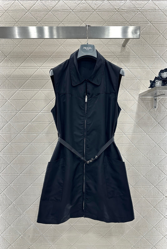 Collared Belt Vest Dress