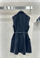 Collared Belt Vest Dress