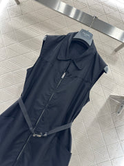 Collared Belt Vest Dress