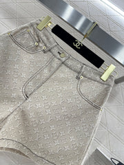 Printed Denim Shorts