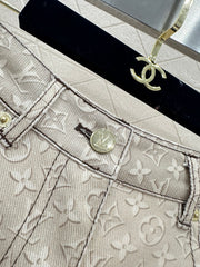 Printed Denim Shorts