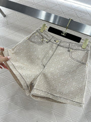 Printed Denim Shorts