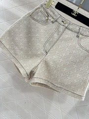 Printed Denim Shorts