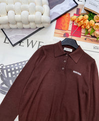 Polo collar knit sweater