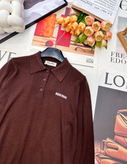 Polo collar knit sweater