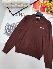 Polo collar knit sweater