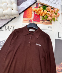 Polo collar knit sweater