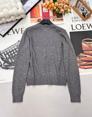 Three-Button Crew Neck Wool Knit Sweater