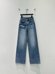 Handcrafted rhinestone-embellished jeans