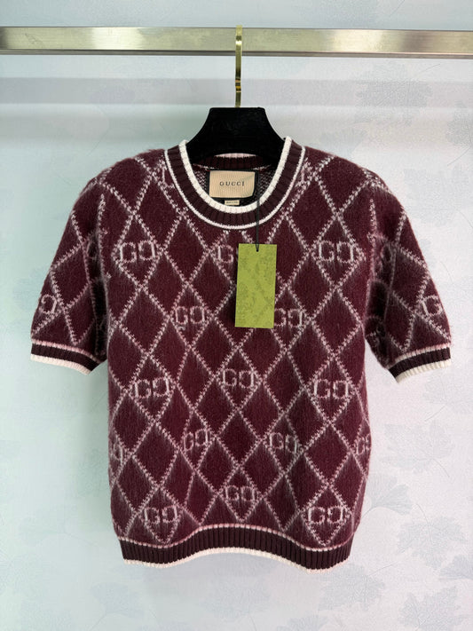 Burgundy Knit Short-Sleeve Cardigan