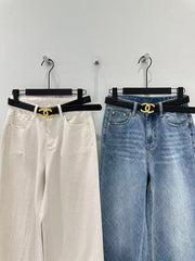 Custom-made diamond-patterned jeans