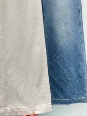 Custom-made diamond-patterned jeans