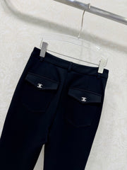 High-waisted flared trousers