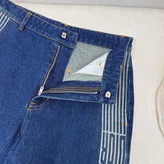 Double-sided jacquard straight-leg jeans