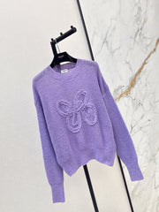 Dreamy Purple Crew Neck Knit Pullover Sweater