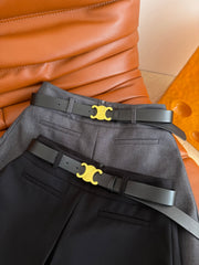 Belt-embellished slit culottes