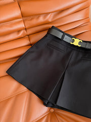 Belt-embellished slit culottes