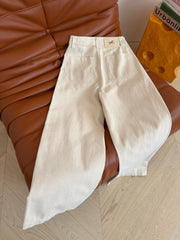Jeans with leather patch detailing