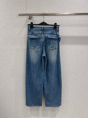 Jeans with a silk scarf chain embellishment