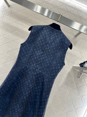 Printed Button-Down Vest Dress