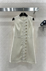 Printed Button-Down Vest Dress