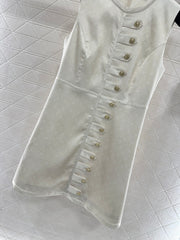 Printed Button-Down Vest Dress