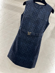 Printed Belt Vest Dress