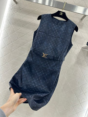Printed Belt Vest Dress