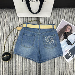 Rhinestone-embroidered logo pocket shorts