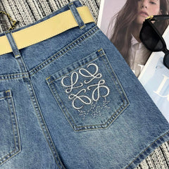 Rhinestone-embroidered logo pocket shorts