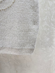 Solid Color Heavy-Duty Beaded Crew Neck Knit Vest