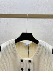Solid color, simple round neck knitted vest cardigan