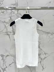 Stretch Fit Diamond Pattern Knit Vest