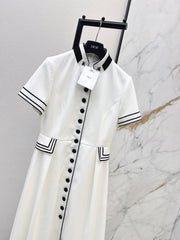 Stand-up collar belted dress