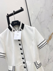 Stand-up collar belted dress