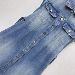 Collared Denim Dress with Belt