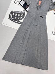 Grey Dress with Bow Tie